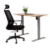 Birou reglaj electric LiftUp inaltime reglabila, controler sus/jos, 1 motor, cadru gri, blat stejar 140x70 cm, nou