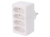 Conector Alimentare AC Splitter 2P Rotund/Plat Alb