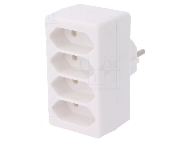 Conector Alimentare AC Splitter 2P Rotund/Plat Alb