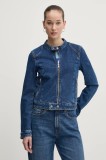 HUGO geaca jeans femei, culoarea albastru marin, de tranzitie, 50530329
