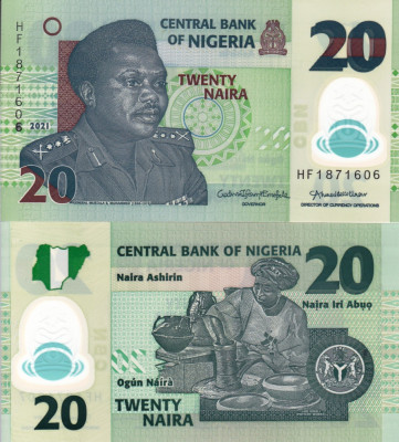 NIGERIA 20 naira 2021 polymer UNC!!! foto