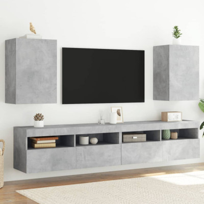 Comode TV de perete, 2 buc. gri beton, 40,5x30x60 cm, lemn GartenMobel Dekor foto