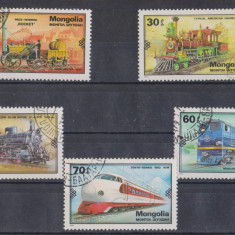 M2 TS4 9 - Timbre foarte vechi - Mongolia - locomotive