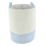 Coș Rufe Bicolor Catifelat 35X46 Cm Mediu &ndash; Alb / Azur | Organizatoare Baie