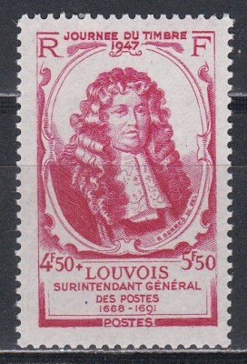 Franta 1947 - Ziua marcii postale - Louvois-Inspector general al postei, MNH foto