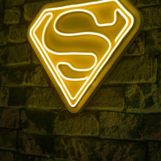 Decoratiune luminoasa LED, Superman, Benzi flexibile de neon, DC 12 V, Galben