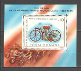 Romania.1985 100 ani motocicleta-Bl. DR.474, Nestampilat