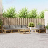 vidaXL Set de canapele de exterior cu pernă 6 pcs Alb și gri deschis 3386110