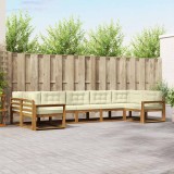 vidaXL Set de canapele de exterior cu pernă 7 pcs Natural și Crem 3368108