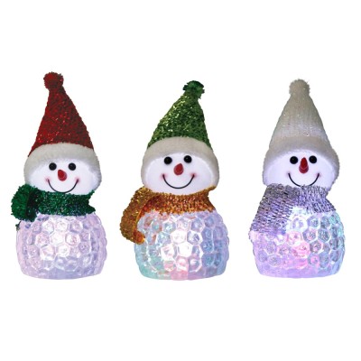 Figurina Craciun om de zapada, Hoff, 4 LED-uri, lumina multicolora, alimentare baterii, H 10 cm foto