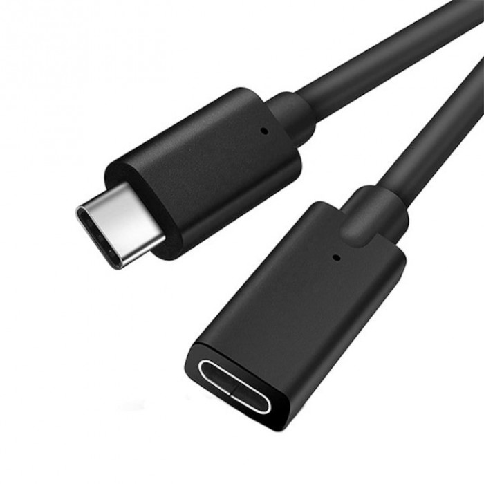 Cablu Date si Incarcare Extender USB-C Mama la USB-C Tata, TechDelivery USC21, Negru - 1 m