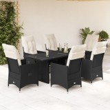 VidaXL Set mobilier de grădină cu perne, 7 piese, negru, poliratan 3276700
