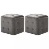 Taburet, 2 buc., gri, 30 x 30 x 30 cm, tesatura din catifea
