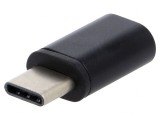 Adaptor USB 2.0 Micro USB B și USB C Negru, Akyga