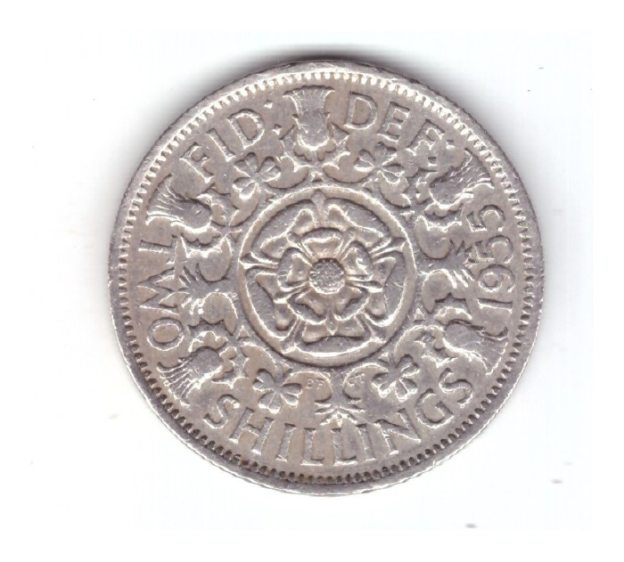 Moneda Anglia 2 shilling / 2 shillings 1955, stare buna, curata