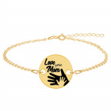 Sole - Bratara personalizata din argint 925 placat cu aur galben 24k Love you Mom