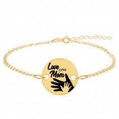 Sole - Bratara personalizata din argint 925 placat cu aur galben 24k Love you Mom