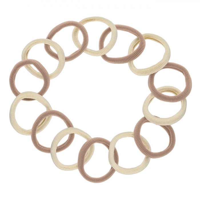 Elastice Păr Femei, Frotte, Set 14 Bucăți, Culoare Ecru și Bej