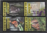 Niuafo'ou 2015 - Fauna, Insecte, Fluturi , serie 4 colite, dantelate, MNH, Mi.Bl.56-59, cota 207