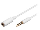 Cablu Audio Jack 3.5mm 4 Pin Alb 1m