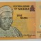 BANCNOTA EXOTICA 5 NAIRA - NIGERIA, anul 2015 *cod 819 = UNC POLYMER