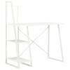Birou alb cu rafturi vidaXL 102x50x117 cm, birou calculator, statie lucru, biblioteca integrata, design modern, otel vopsit electrostatic