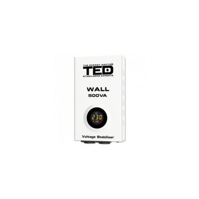 Stabilizator retea maxim 500VA-AVR LCD 2 iesiri schuko WALL TED002174 (1/4) foto