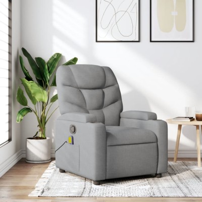 Gossi fotoliu de masaj rabatabil, gri deschis, textil foto