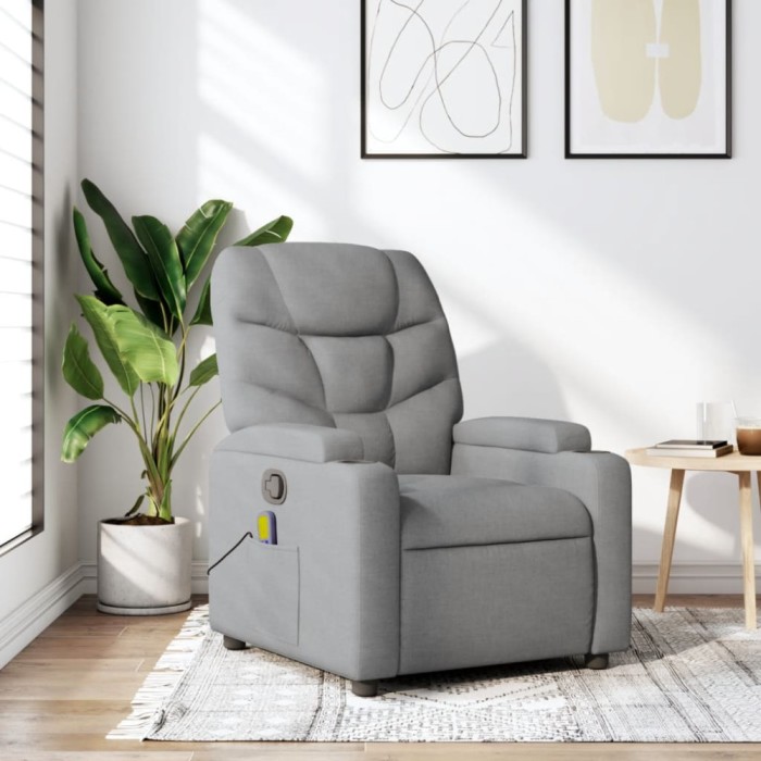 Gossi fotoliu de masaj rabatabil, gri deschis, textil