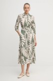 OUI rochie culoarea verde, midi, evazați, 93501