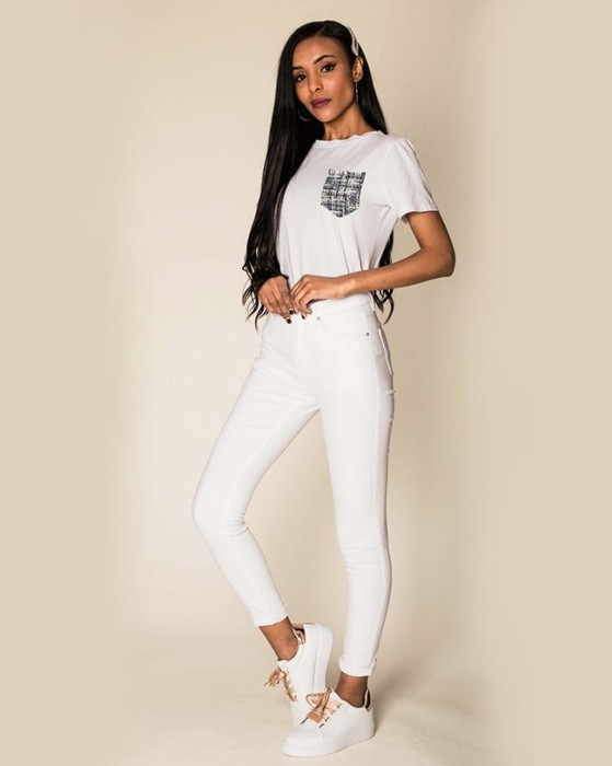 Blugi Dama Slim Nina Carter Albi P109-2 M8