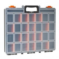 Geanta organizator profesionala Handy, pana la 30 compartimente variabile cu despartitoare, blocatoare culisabile, suport pentru 2 lacate 47 x 40 x 6