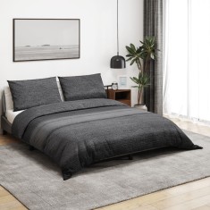 vidaXL Set cu husă de pilotă, gri &icirc;nchis, 155x220 cm, bumbac