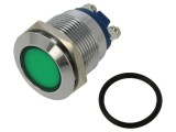 Lampă de control LED plată verde 24VDC 24VAC &Oslash;19mm cu şurub NINIGI