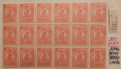 Marci postale Ferdinand 25 bani, fragment de coala cu filigran orizontal MNH foto