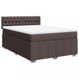 Cumpara ieftin Pat continental cu saltea, maro inchis, 140x200 cm, textil