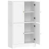 HOMCOM Dulap de bucătărie, dulap &icirc;nalt cu 2 rafturi reglabile, bufet cu 4 uși arcuite 60 x 30 x 110 cm, Alb | Aosom Romania