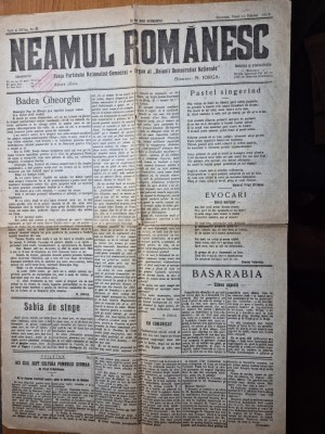 ziarul neamul romanesc 15 februarie 1919 - director nicolae iorga - articole nicolae iorga - articolul - basarabia foto