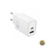 Incarcator Retea HOCO N63 30W 3A 1 x USB-A - 1 x USB-C Alb