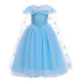 Cumpara ieftin Costum Disney - Rochie Elsa Frozen cu Fulgi de Nea