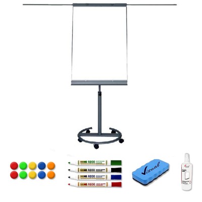 Pachet Flipchart magnetic mobil cu brate 70&amp;amp;#215;100 cm, cu accesorii incluse, VISUAL foto