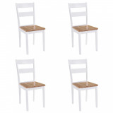 Set 4 Scaune Bucatarie Gossi, Lemn Hevea, Alb/Natural, 40.5x47.5x95.5 cm, Asamblare Usoara