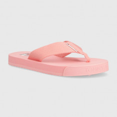 Tommy Jeans slapi TJW SOPHISTICATED FLIP-FLOP femei, culoarea roz, cu toc plat, EN0EN02452