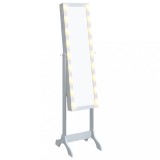 Cumpara ieftin Oglinda de sine statatoare cu LED, alb, 34x37x146 cm