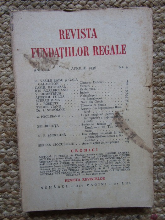 Revista Fundatiilor Regale - Anul III 1 APRILIE 1936 Nr. 4