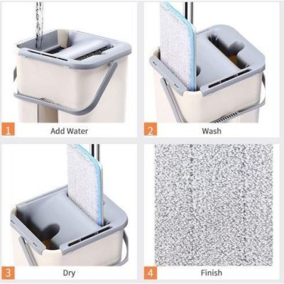 Set de curatenie Flippy, mop si galeata, galeata 6 l, 2 rezerve microfibra incluse, design modern, pentru interior, material plastic, peri sintetici, foto