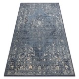 Covor L&acirc;nă NAIN Rozetă vintage 7599/5091 albastru inchis / bej , 80x150 cm, Dreptunghi, Lana