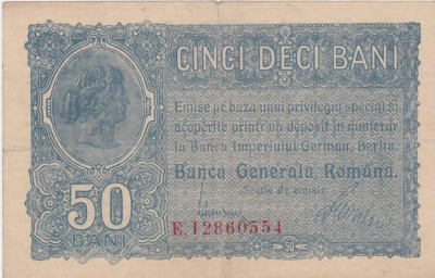 ROMANIA 50 BANI BGR 1917 aVF foto
