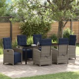 vidaXL Set de dining pentru grădină , 7 piese, din rattan polietilenic gri.