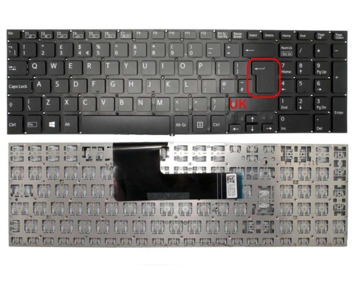 Tastatura Sony Neagra Vaio SVF152 layout UK fara rama enter mare, Vaio SVF153 layout UK fara rama enter mare